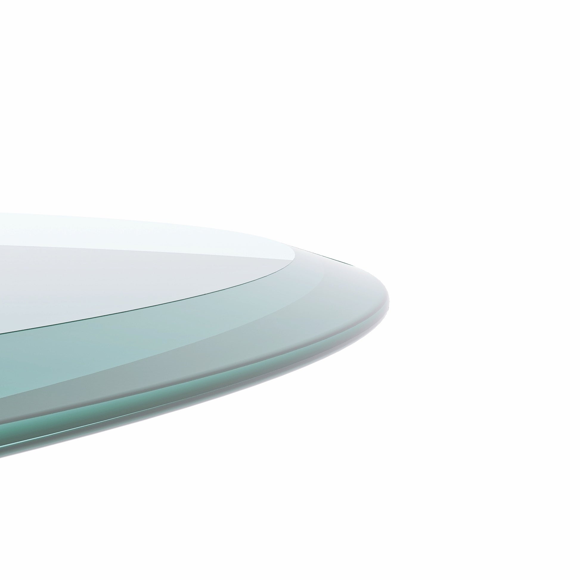 24" Round Tempered Glass Table Top Clear Glass 2 5 Inch Thick Beveled Polished Edge Transparent Glass