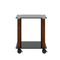 1 Piece Black Walnut Side Table2 Tier Space End Table ,Modern Night Stand, Sofa Table, Side Table With Storage Shelve Black Glass