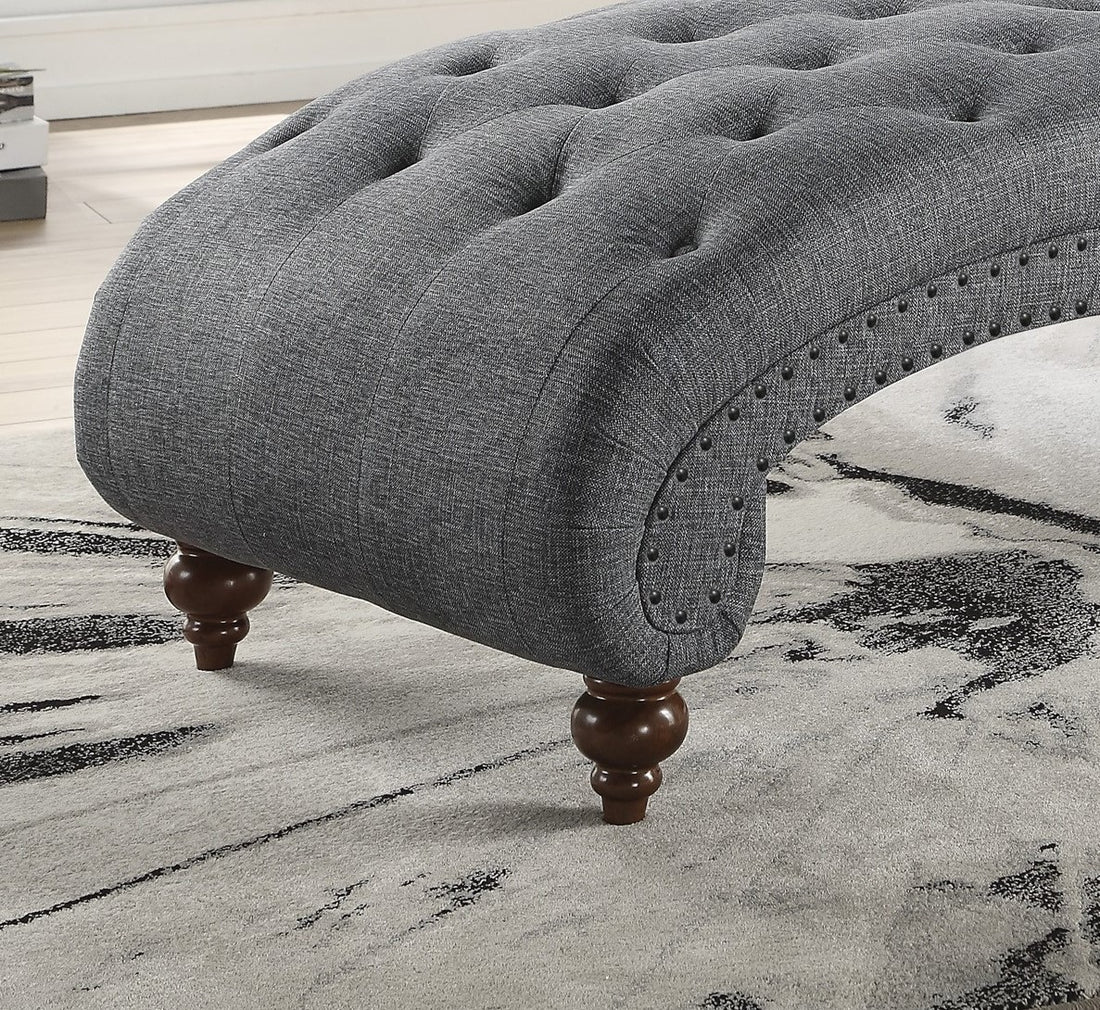 Modern Stylish Gray Color 1Pc Chaise Button Tufted Trim W Bolster Pillow Comfortable Living Room Furniture Solid Wood And Plywood Frame Gray Primary Living Space Modern,Traditional Solid Wood