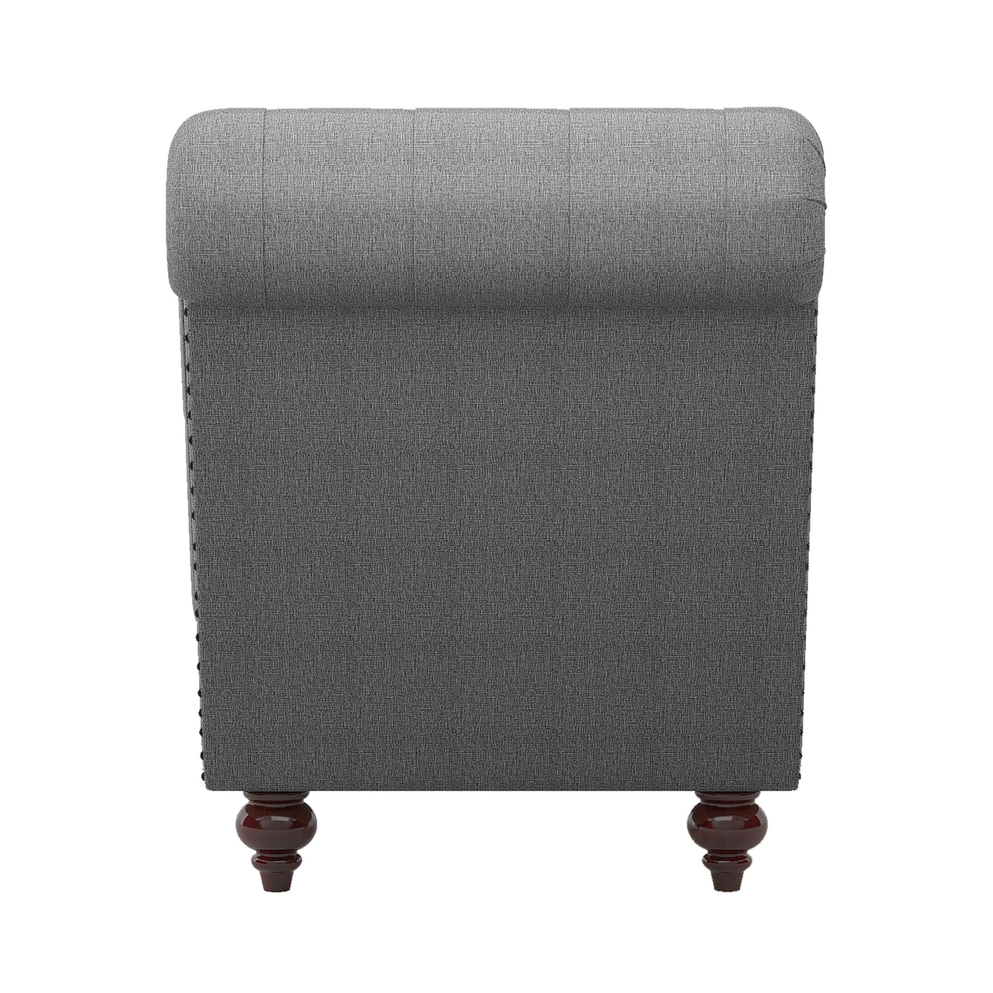 Modern Stylish Gray Color 1Pc Chaise Button Tufted Trim W Bolster Pillow Comfortable Living Room Furniture Solid Wood And Plywood Frame Gray Primary Living Space Modern,Traditional Solid Wood