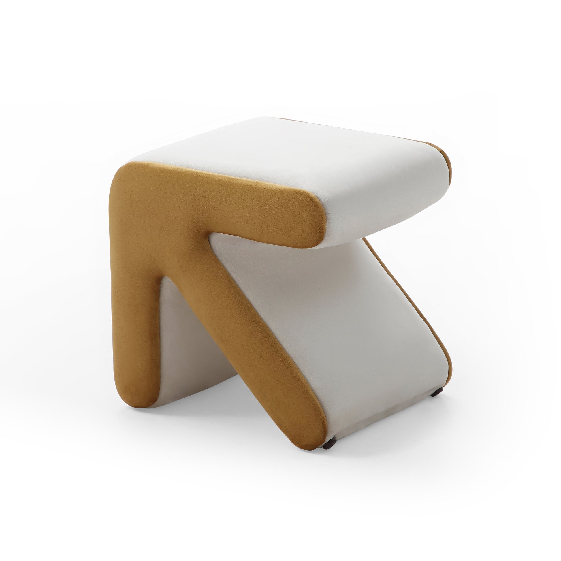 Modern Creative Upholstered Velvet Sofa Stool Kids Stool Shoe Bench Footrest Footstool Multifaceted Stool Ottoman Coffee Table Arrow Design Handicraft Decoration For Living Room Bedroom,Beige Gold Beige Velvet