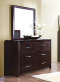 Espresso Finish 1Pc Dresser Of 6X Drawers Silver Tone Bar Pulls Contemporary Design Bedroom Furniture Espresso 5 Drawers & Above Bedroom Contemporary Wood