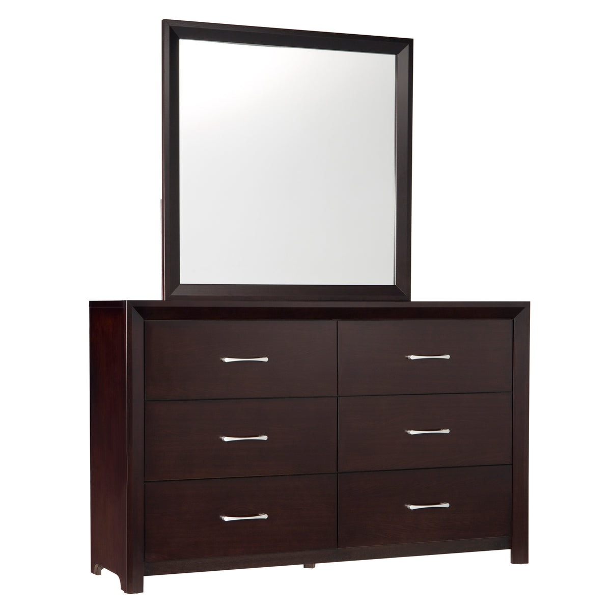 Espresso Finish 1Pc Dresser Of 6X Drawers Silver Tone Bar Pulls Contemporary Design Bedroom Furniture Espresso 5 Drawers & Above Bedroom Contemporary Wood