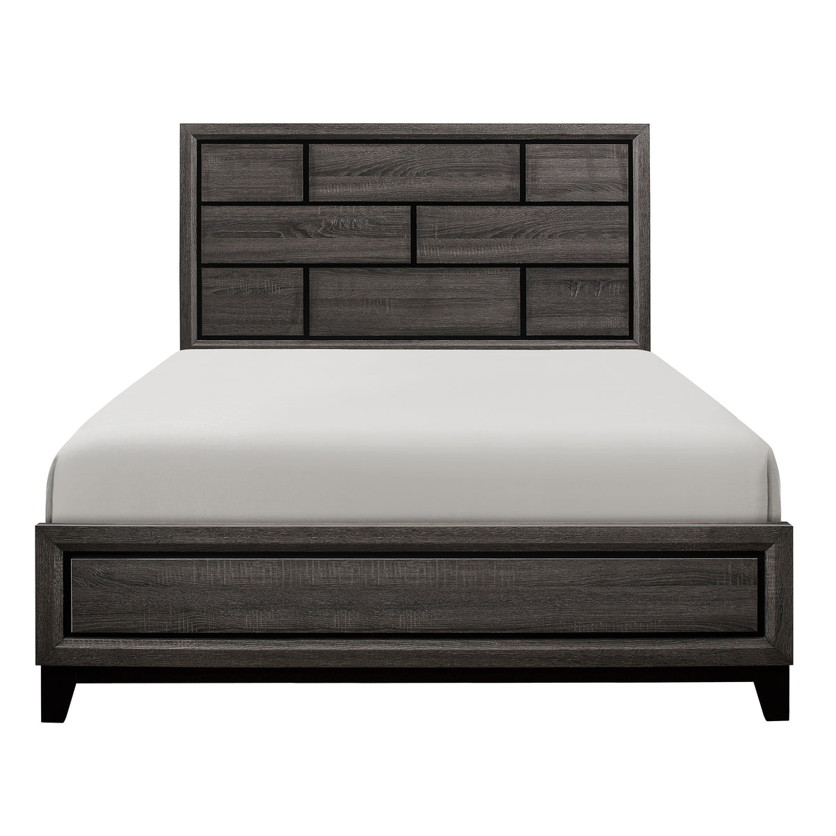 Modern Style Clean Line Design Gray Finish 1Pc Queen Size Bed Contemporary Bedroom Furniture Box Spring Required Queen Gray Wood Bedroom Contemporary Wood