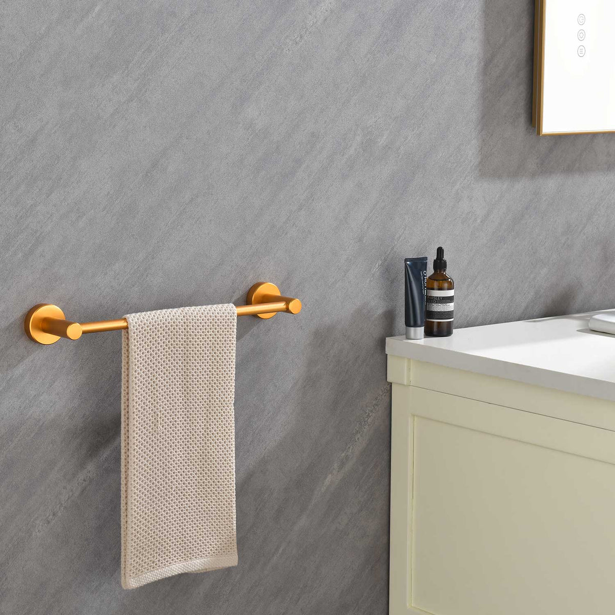 6 Piece Bathroom Towel Rack Set Wall Mount Brushed Gold Aluminium