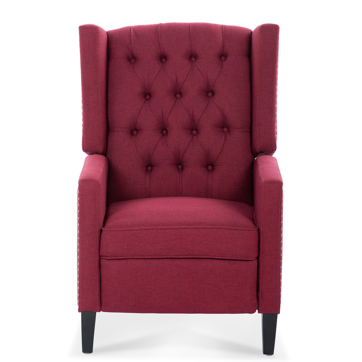 27.16" Wide Manual Wing Chair Recliner Wine Red Fabric