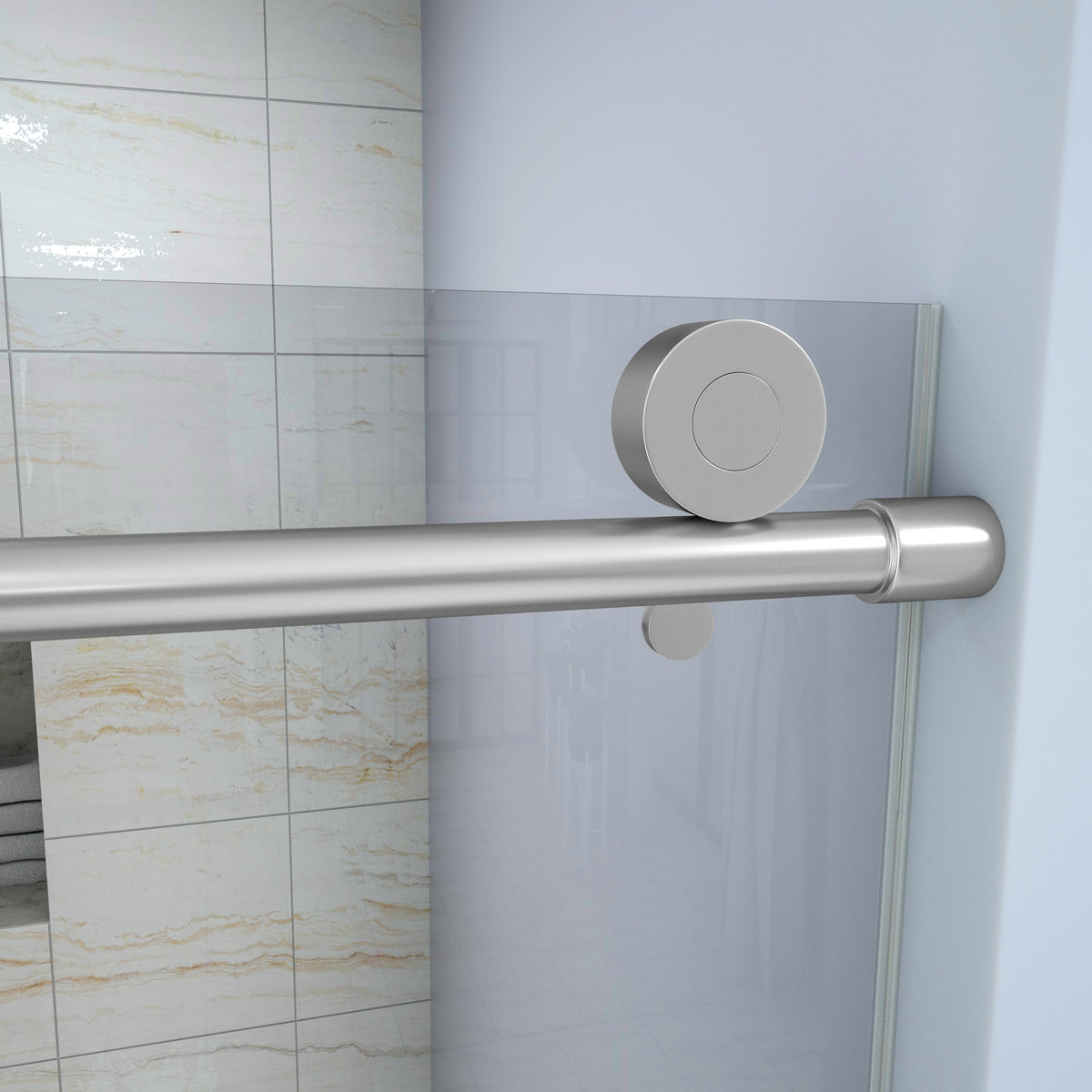Shower Door 48" W X 76"H Single Sliding Bypass Shower Enclosure,Chrome Chrome Glass