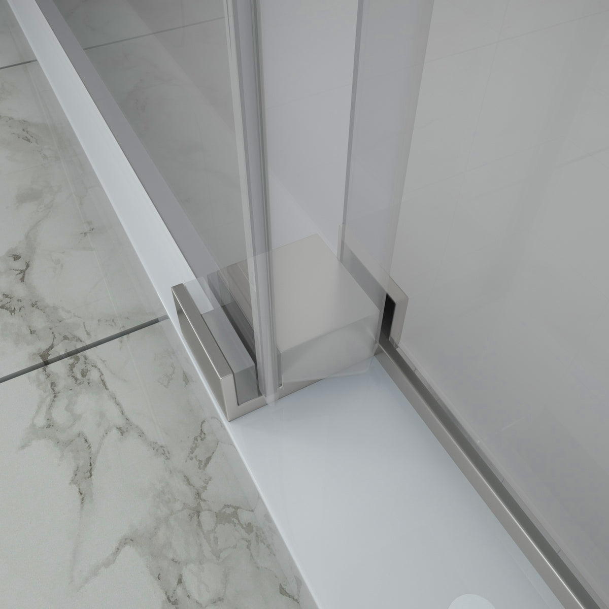 Shower Door 48" W X 76"H Single Sliding Bypass Shower Enclosure,Brushed Nickel Brushed Nickel Glass
