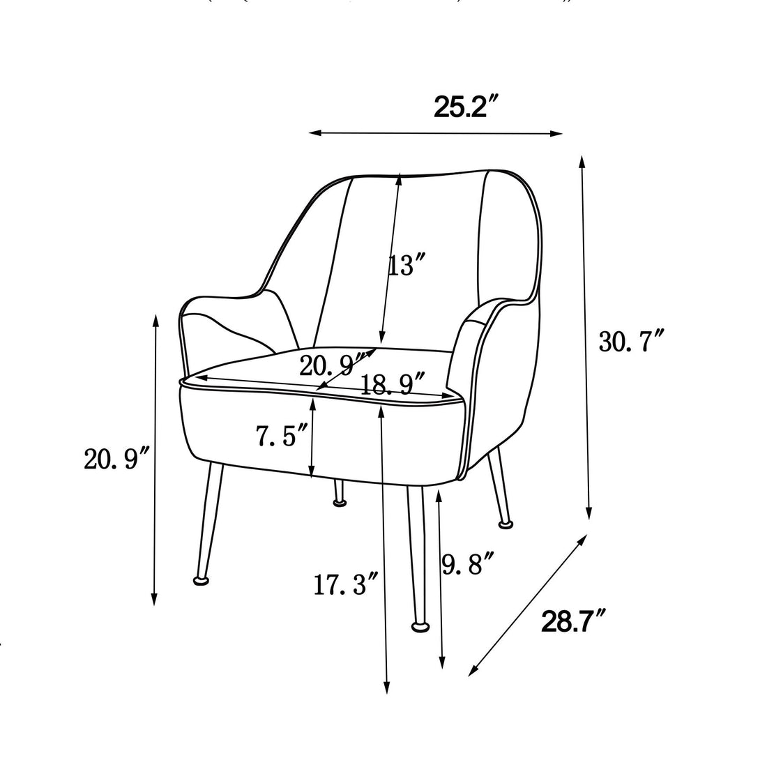 Modern Mid Century Chair Velvet Sherpa Armchair For Living Room Bedroom Office Easy Assemble Grey Foam Velvet