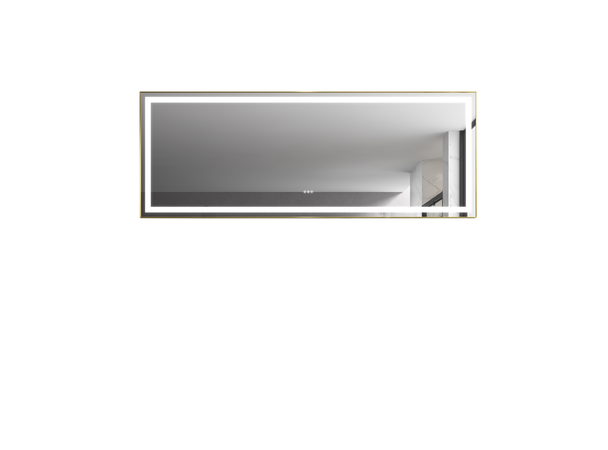 96In. W X36 In. H Frameless Led Single Bathroom Vanity Mirror In Polished Crystal Bathroom Vanity Led Mirror With 3 Color Lights Mirror For Bathroom Wall Gold Aluminium