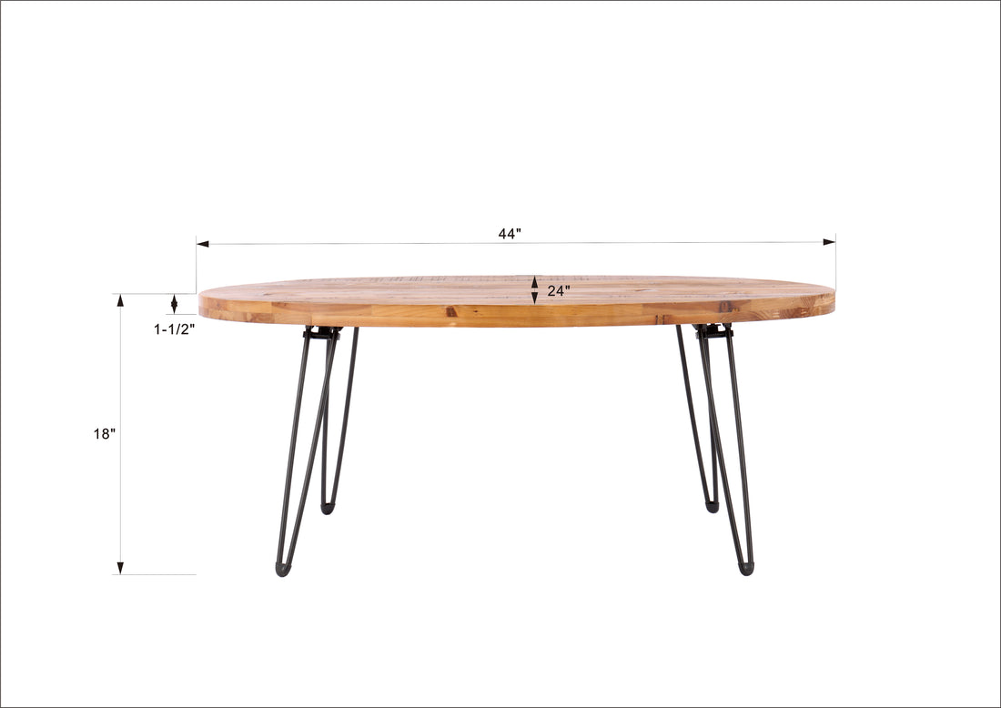 Oval Natural Reclaimed Wood Foldable Cocktail Table For Your Living Room Natural Solid Wood