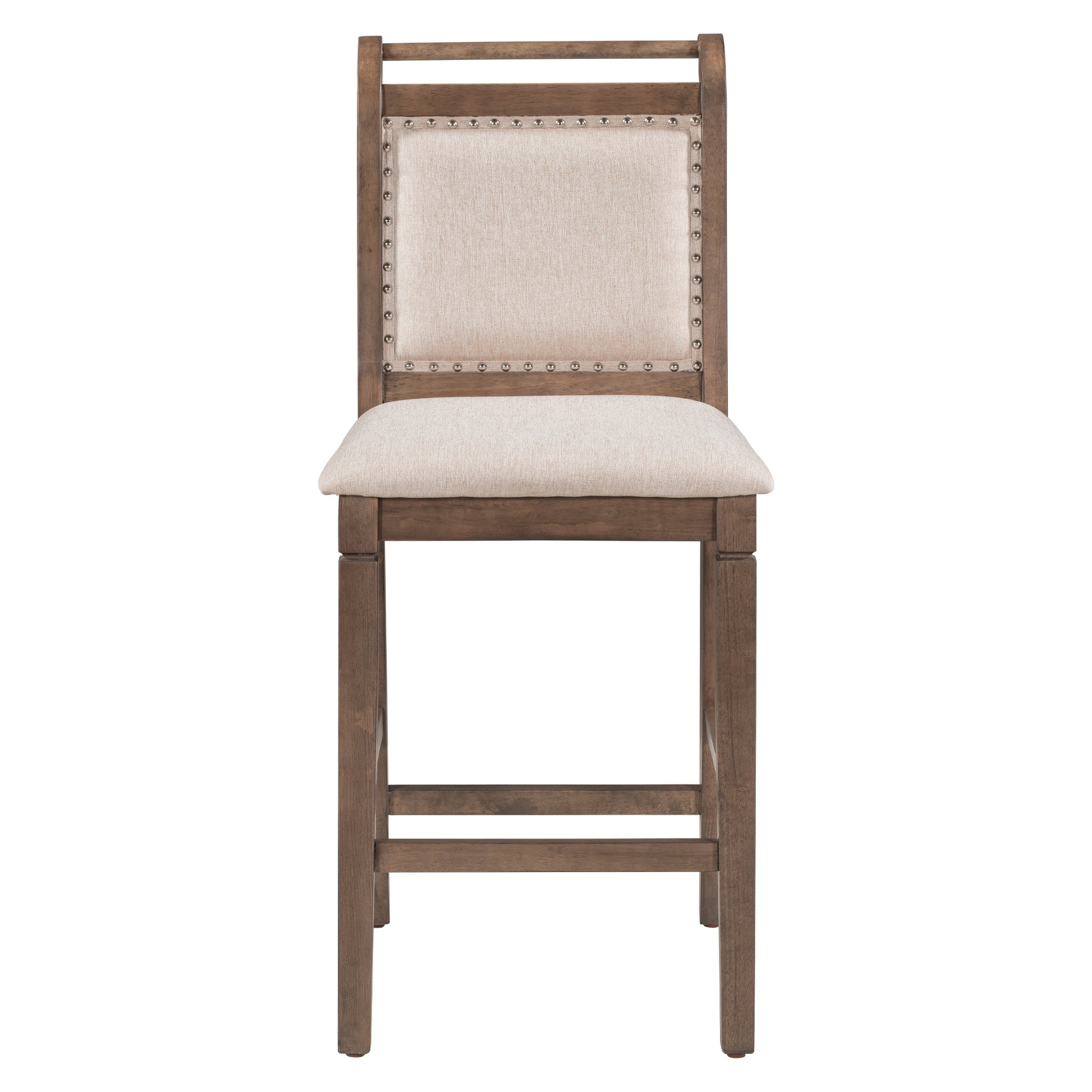 3 Piece Wood Counter Height Drop Leaf Dining Table Set With 2 Upholstered Dining Chairs For Small Place, Brown Brown Wood Dining Room Folding Rubberwood Oval Dining Table With Chair Upholstered