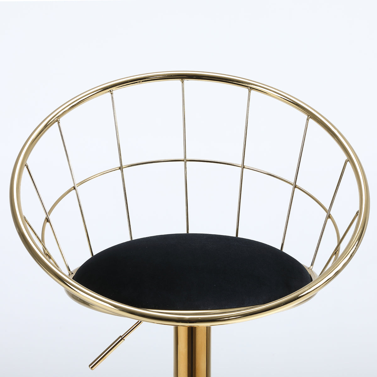 Black Velvet Bar Chair, Pure Gold Plated, Unique Design,360 Degree Rotation, Adjustable Height,Suitable For Dinning Room And Bar,Set Of 2 Black Velvet