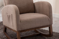 Coolmore Rocking Chair, Modern Glider Chair, Recliner Armchair With Wood Legs And Side Pocket, Nursery Rocking Accent Chair With High Back For Living Room Bedroom Camel Linen Camel Foam Solid Wood