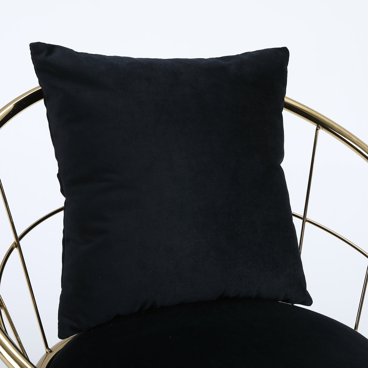 Black Velvet Bar Chair, Pure Gold Plated, Unique Design,360 Degree Rotation, Adjustable Height,Suitable For Dinning Room And Bar,Set Of 2 Black Velvet