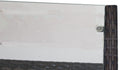 Outdoor Patio Furniture Coffee Table With Clear Tempered Glass Brown Iron