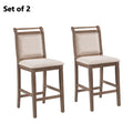 3 Piece Wood Counter Height Drop Leaf Dining Table Set With 2 Upholstered Dining Chairs For Small Place, Brown Brown Wood Dining Room Folding Rubberwood Oval Dining Table With Chair Upholstered