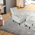 Redde Boo Brand Modern Design Living Room Cream White Recliner Soft Cozy Sofa Chair With Ottoman Cream White Foam Fabric