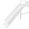 Metal House Bed With Slide, Twin Size Metal Loft Bed With Two Sided Writable Wooden Board White White Metal