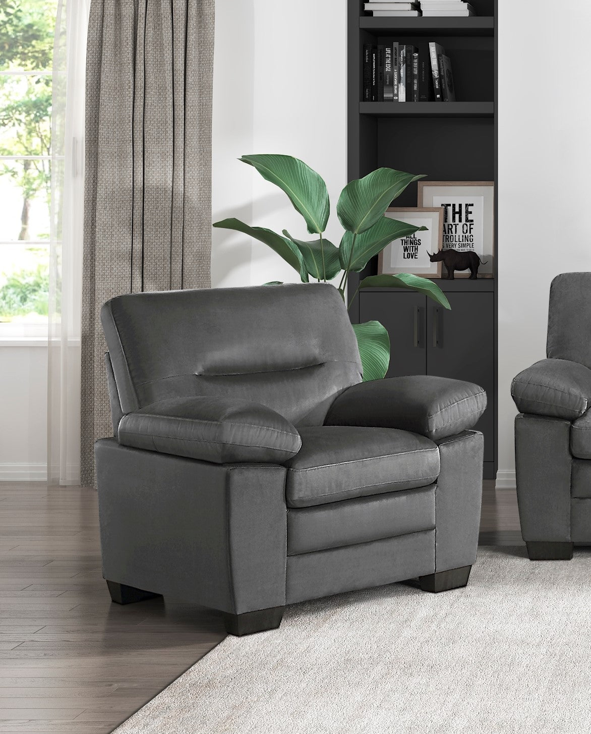 Modern Sleek Design Living Room Furniture 1Pc Chair Dark Gray Fabric Upholstered Comfortable Plush Seating Dark Gray Primary Living Space Modern Fabric