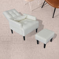 Redde Boo Brand Modern Design Living Room Cream White Recliner Soft Cozy Sofa Chair With Ottoman Cream White Foam Fabric