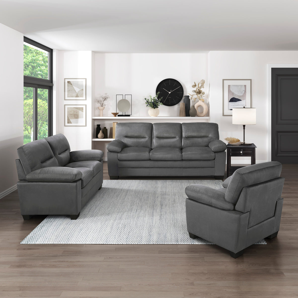 Modern Sleek Design Living Room Furniture 1Pc Chair Dark Gray Fabric Upholstered Comfortable Plush Seating Dark Gray Primary Living Space Modern Fabric