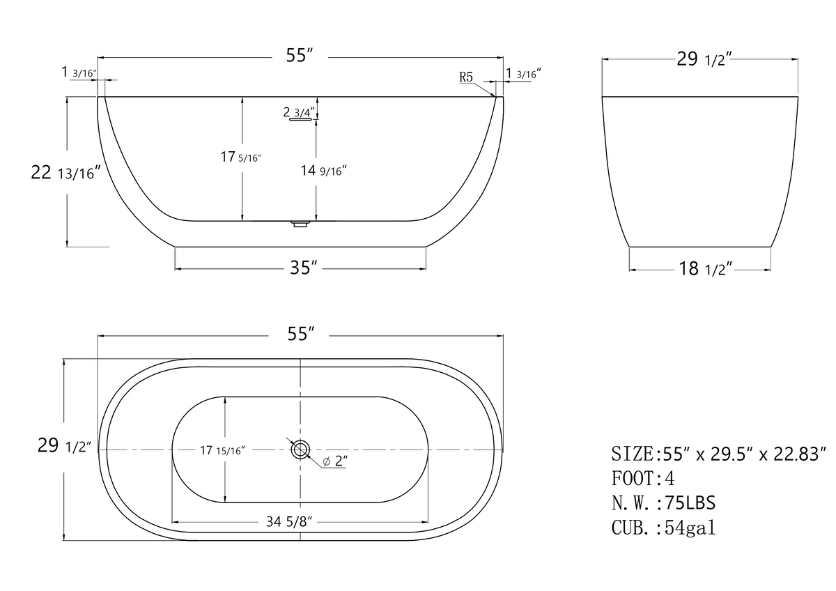 55" Acrylic Free Standing Tub Classic Oval Shape Soaking Tub, Adjustable Freestanding Bathtub With Integrated Slotted Overflow And Chrome Pop Up Drain Anti Clogging Gloss White Gloss White Oval Bathroom Freestanding Tubs Polished Less Than 59 In Modern