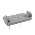 Grey Velvet Futon Sofa Bed With Gold Metal Legs Grey Velvet Wood Tufted Back Eucalyptus Square Arms Foam Velvet 2 Seat