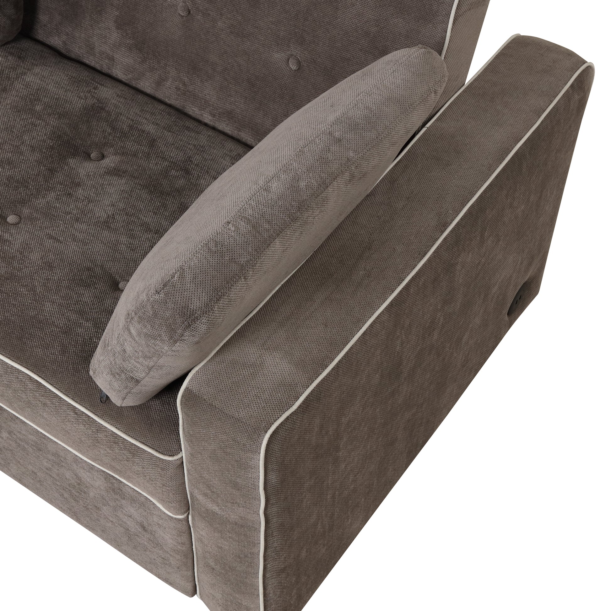 66.5" Linen Upholstered Sleeper Bedpull Out Sofa Bed Couch Attached Two Throw Pillows,Dual Usb Charging Port And Adjustable Backrest For Living Room Space,Brown Gray Brown Gray Foam Linen 2 Seat