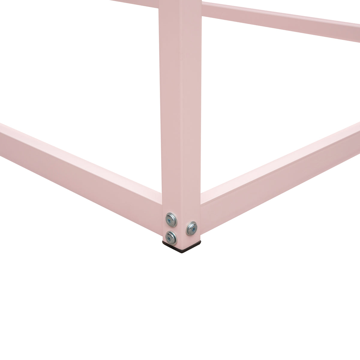 Twin Size Metal House Bed Kids Bed, Pink Pink Metal