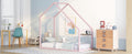 Twin Size Metal House Bed Kids Bed, Pink Pink Metal