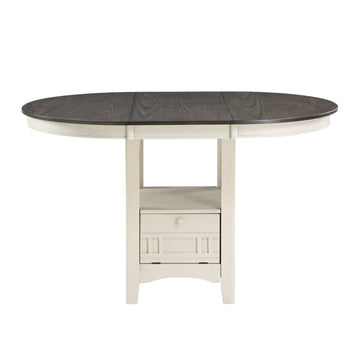 Antique White And Rosy Brown Finish Counter Height 1Pc Dining Table W Extension Leaf And Storage Base Traditional Design Dining Room Furniture Antique White Dining Room Casual,Transitional Solid Wood