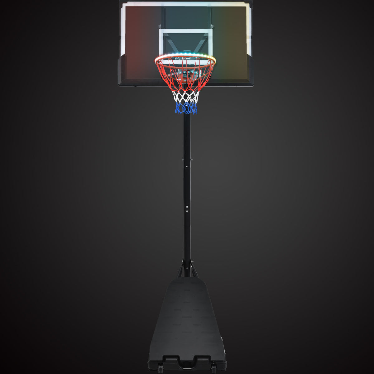 Portable Basketball Hoop Basketball System 8 10Ft Height Adjustable For Youth Adults Led Basketball Hoop Lights, Colorful Lights, Waterproof,Super Bright To Play At Night Outdoors,Good Gift For Kids Black Metal