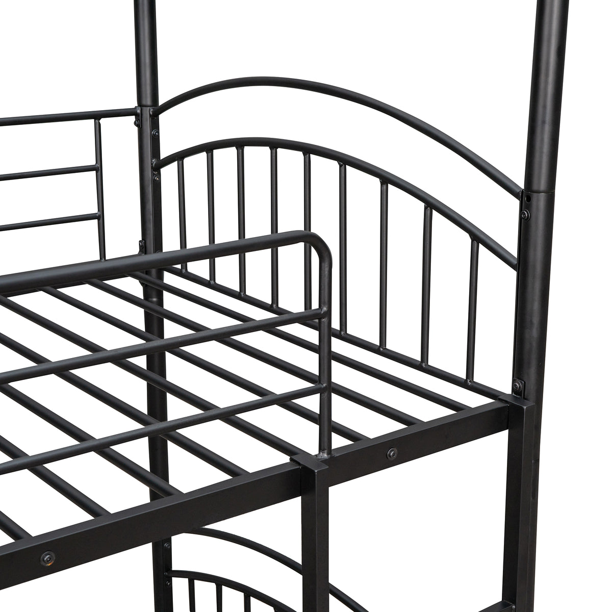 Twin Over Twin Metal Bunk Bed With Slide,Kids House Bed Black Black Metal