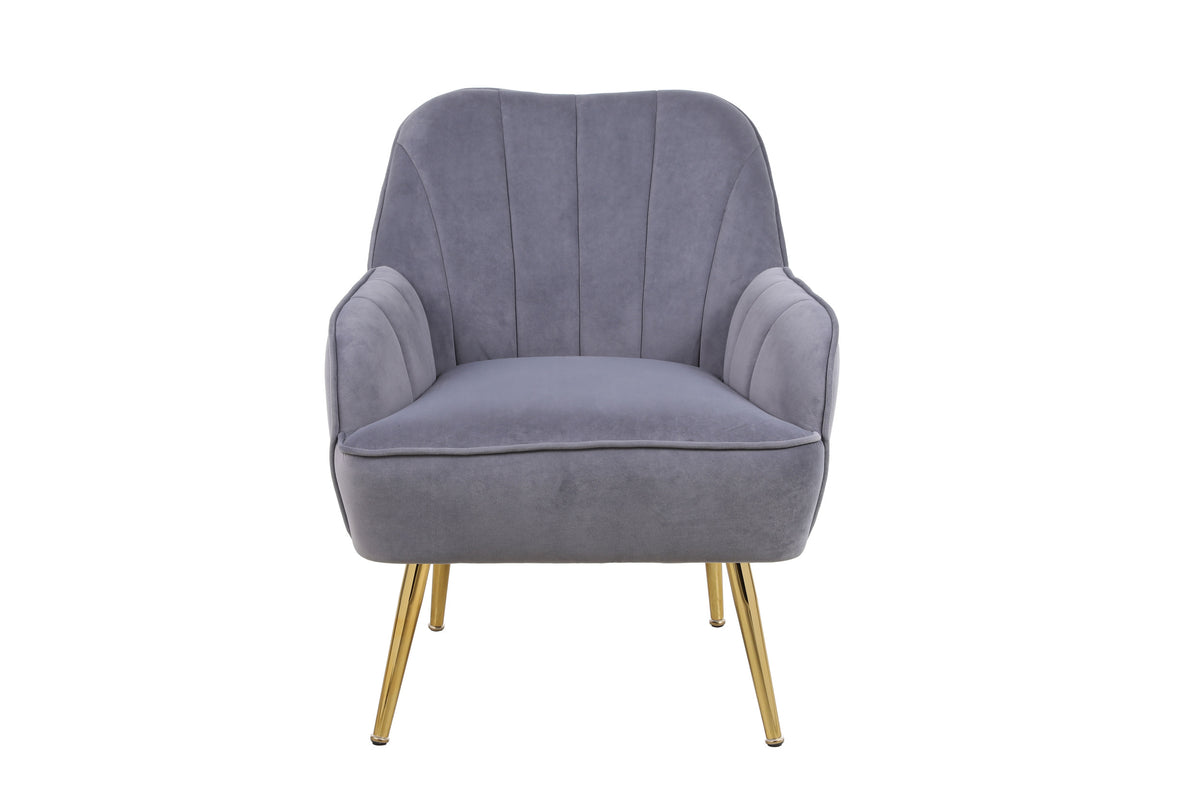 Modern Mid Century Chair Velvet Sherpa Armchair For Living Room Bedroom Office Easy Assemble Grey Foam Velvet