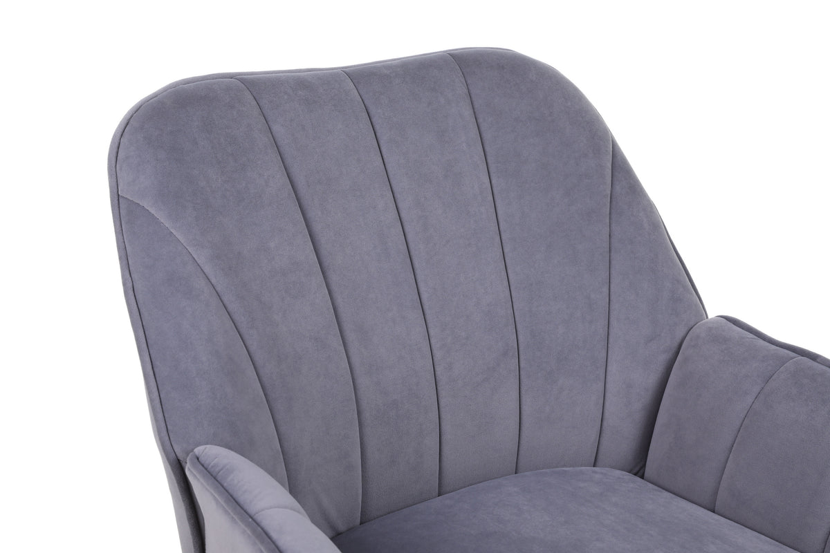 Modern Mid Century Chair Velvet Sherpa Armchair For Living Room Bedroom Office Easy Assemble Grey Foam Velvet