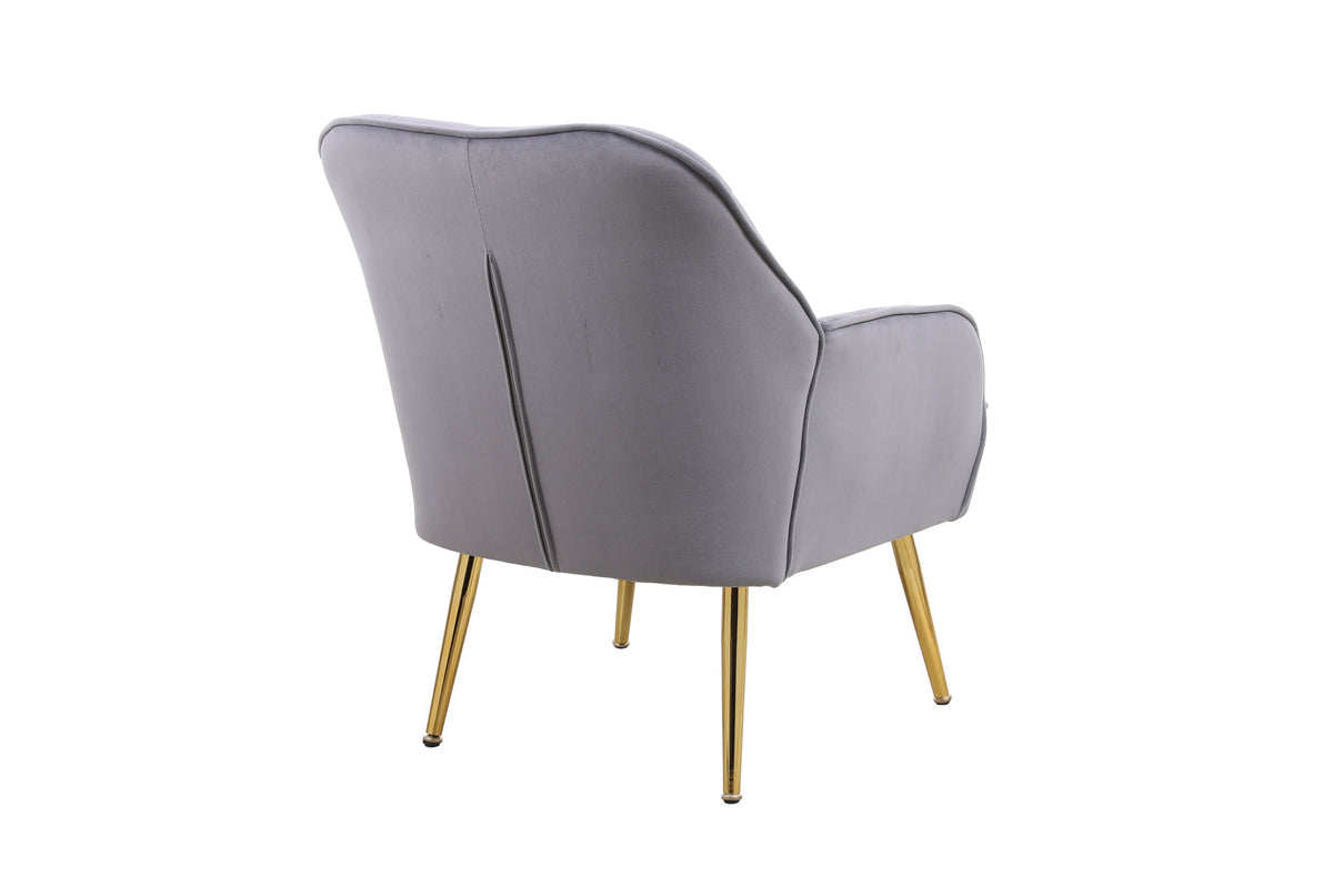 Modern Mid Century Chair Velvet Sherpa Armchair For Living Room Bedroom Office Easy Assemble Grey Foam Velvet