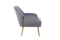 Modern Mid Century Chair Velvet Sherpa Armchair For Living Room Bedroom Office Easy Assemble Grey Foam Velvet
