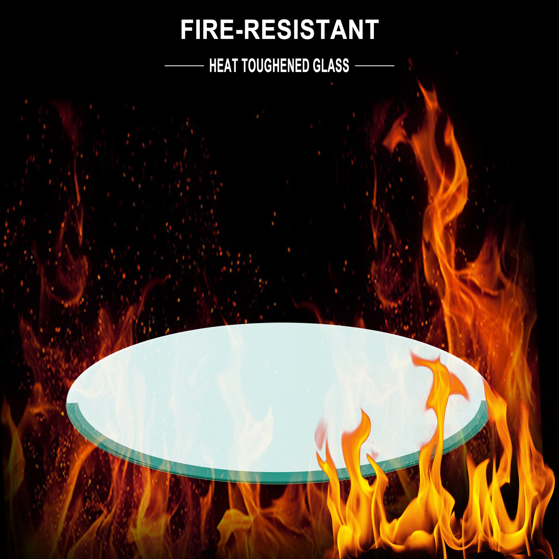 24" Inch Round Tempered Glass Table Top Clear Glass 1 4" Inch Thick Flat Polished Edge Transparent Glass
