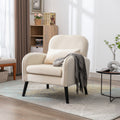 Accent Chair, Kd Solid Wood Legs With Black Painting. Fabric Cover The Seat. With A Cushion. Cream Foam Solid Wood