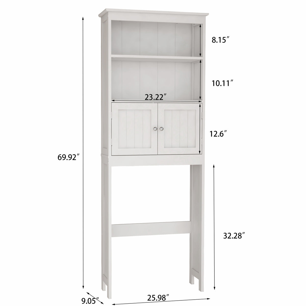 Over The Toilet Rack 2 Tier Toilet Bathroom Spacesaver Storage Shelf With 2 Doors Wood Storage Organizer Cabinet For Bathroom Freestanding Shelf White White Mdf