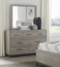 Attractive Gray Finish 1Pc Dresser Of 7X Drawers Metal Bar Hardware Premium Melamine Board Wooden Bedroom Furniture Light Gray 5 Drawers & Above Bedroom Wood