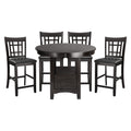 Traditional Design Dark Cherry Finish Counter Height Dining Set 5Pc Table W Extension Leaf And 4 Counter Height Chairs Brown Mix Seats 4 Dining Room Traditional Dining Table With Chair Solid Wood