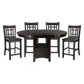 Traditional Design Dark Cherry Finish Counter Height Dining Set 5Pc Table W Extension Leaf And 4 Counter Height Chairs Brown Mix Seats 4 Dining Room Traditional Dining Table With Chair Solid Wood