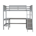 Twin Size Loft Bed With Shelves And Desk, Wooden Loft Bed With Desk Gray Old Sku:Lt000537Aae Twin Gray Solid Wood