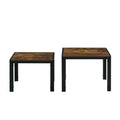 Nesting Coffee Table Set Of 2, Square Modern Stacking Table With Wood Finish For Living Room,Rustic Brown Rustic Brown Mdf