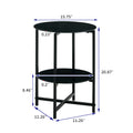 2 Piece Set Black Tempered Glass End Table, Round Coffee Table For Bedroom Living Room Office Black Glass