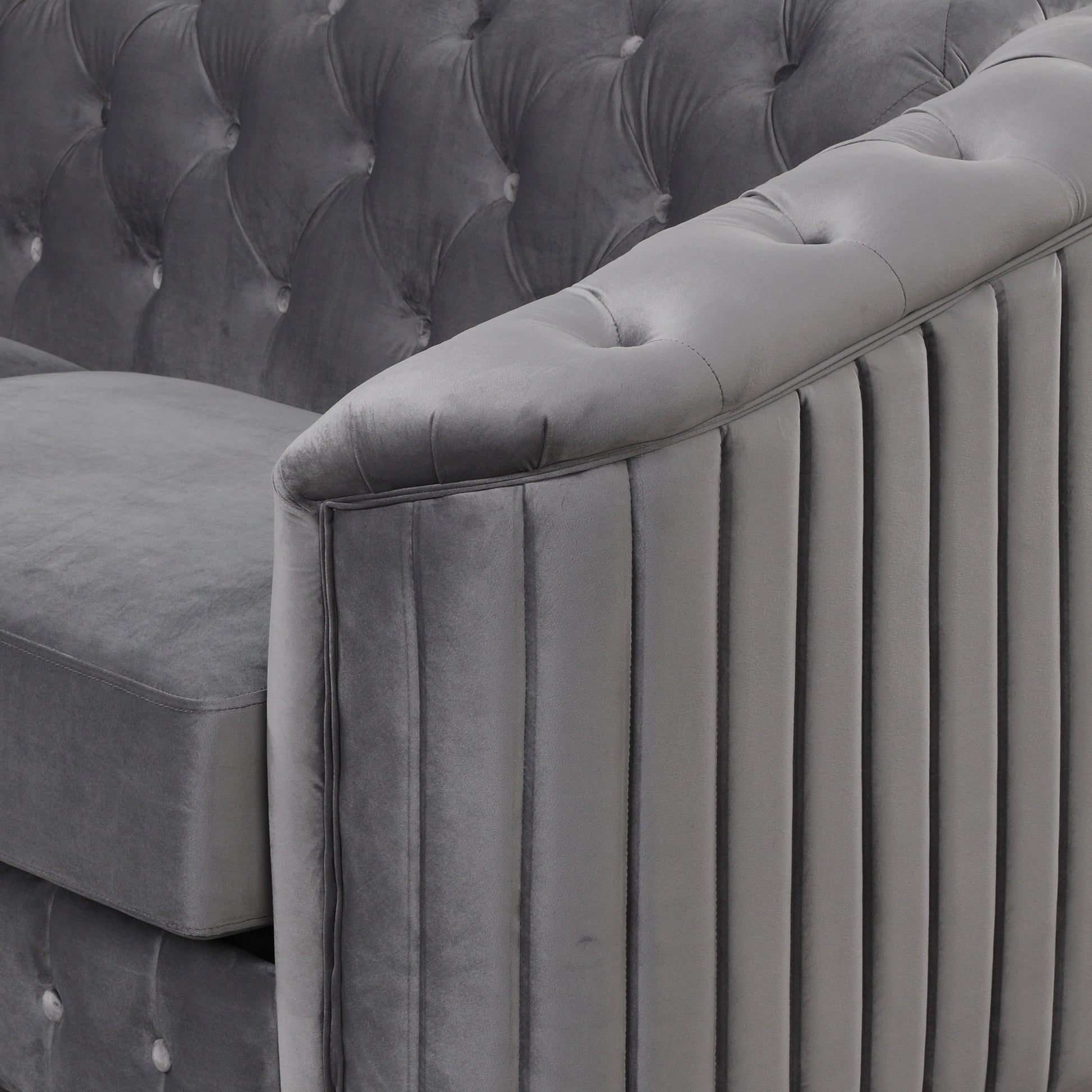 64" Velvet Upholstered Loveseat Sofa,Modern Loveseat Sofa With Thick Removable Seat Cushion,2 Person Loveseat Sofa Couch For Living Room,Bedroom,Or Small Space,Gray Gray Foam Velvet