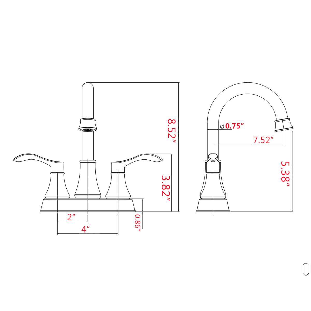 4 Inches Centerset Bathroom Faucet 360 Swivel Spout, With Pop Up Drain Matte Black Matte Black Zinc