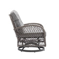 3 Pieces Outdoor Swivel Rocker Patio Chairs, 360 Degree Rocking Patio Conversation Set With Thickened Cushions And Glass Coffee Table For Backyard, Grey Grey Steel